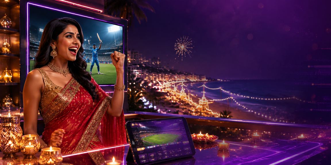 Indian woman enjoying online casino entertainment on mobile at home