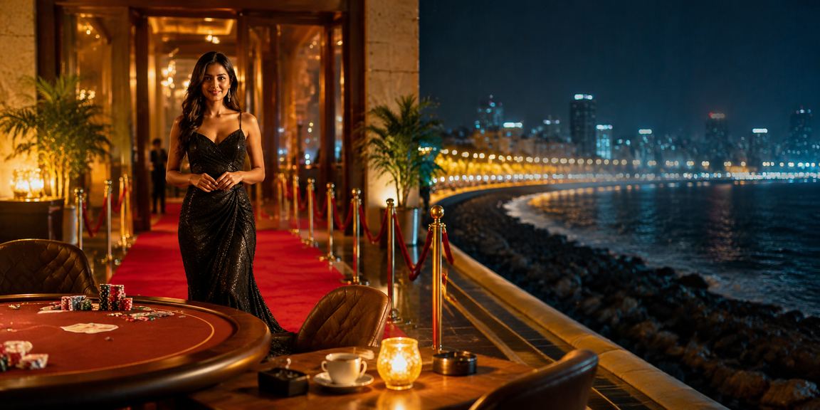 Player enjoying online poker in Mumbai's vibrant urban setting